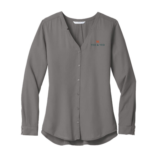 Port Authority® Women's Long Sleeve Button-Front Blouse Thumbnail