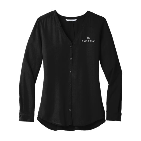 Port Authority® Women's Long Sleeve Button-Front Blouse Thumbnail